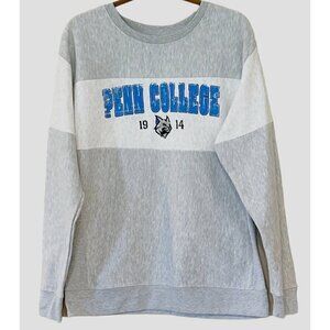 College House Men's Penn College Logo Crew Neck Sweatshirt Gray Size L NWT
